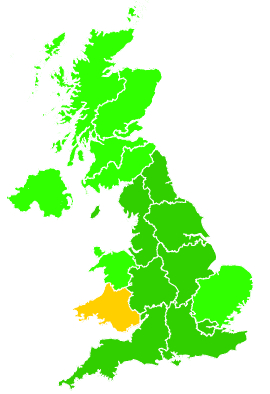 Click on a region for air pollution levels for 23/10/1996
