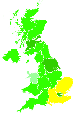 Click on a region for air pollution levels for 23/10/2012