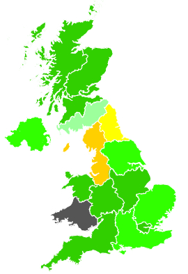 Click on a region for air pollution levels for 23/11/1988