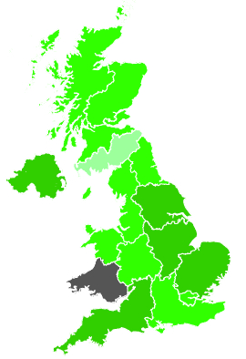 Click on a region for air pollution levels for 23/11/1990