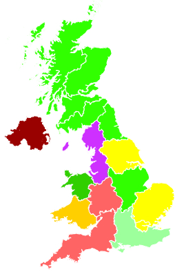 Click on a region for air pollution levels for 23/11/1993