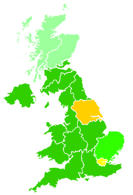 Click on a region for air pollution levels for 23/11/1994