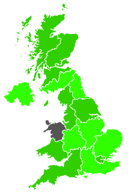 Click on a region for air pollution levels for 23/11/2000