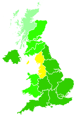 Click on a region for air pollution levels for 23/11/2003