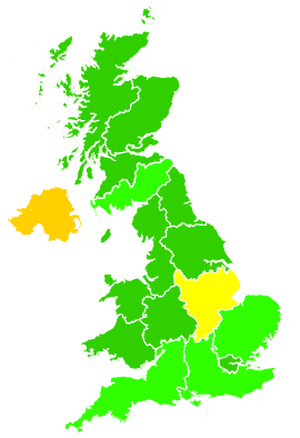 Click on a region for air pollution levels for 23/11/2005