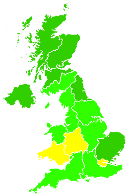 Click on a region for air pollution levels for 23/11/2015