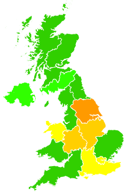 Click on a region for air pollution levels for 23/11/2018