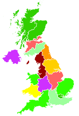 Click on a region for air pollution levels for 23/12/1992