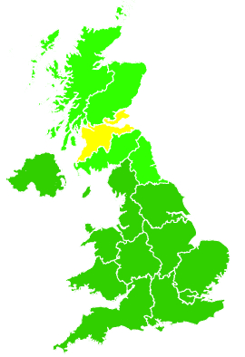 Click on a region for air pollution levels for 23/12/1997