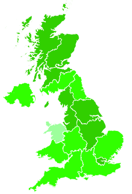 Click on a region for air pollution levels for 23/12/2000