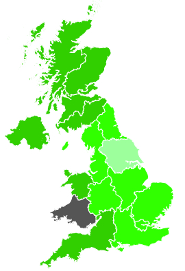 Click on a region for air pollution levels for 24/01/1989
