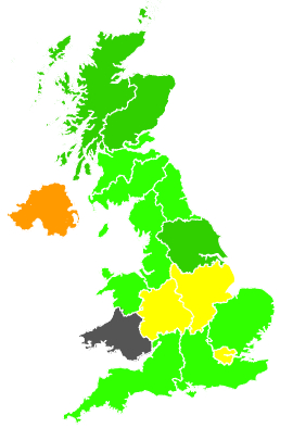 Click on a region for air pollution levels for 24/01/1991