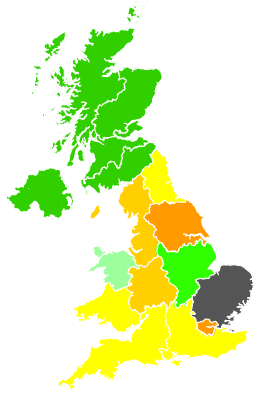 Click on a region for air pollution levels for 24/01/1996