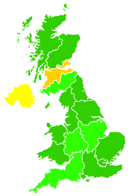 Click on a region for air pollution levels for 24/01/2000