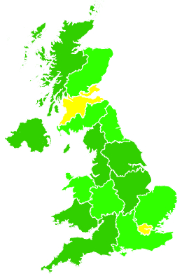 Click on a region for air pollution levels for 24/01/2012