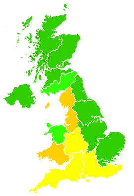 Click on a region for air pollution levels for 24/01/2013