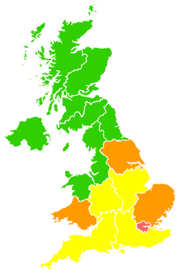 Click on a region for air pollution levels for 24/01/2017