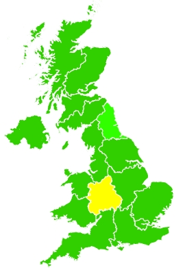 Click on a region for air pollution levels for 24/01/2022