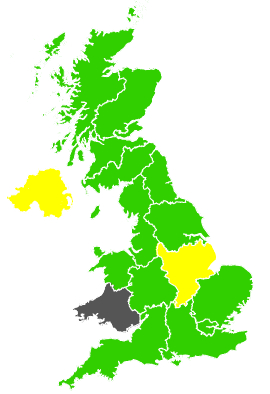 Click on a region for air pollution levels for 24/02/1991