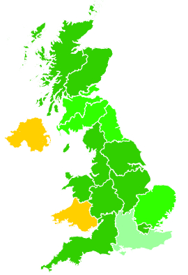Click on a region for air pollution levels for 24/02/1993