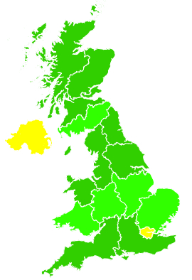 Click on a region for air pollution levels for 24/02/1995