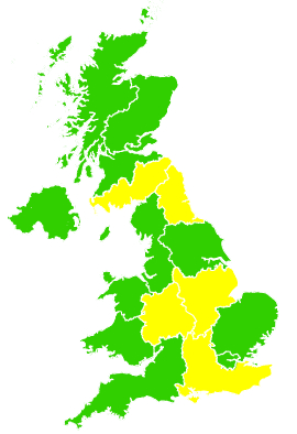Click on a region for air pollution levels for 24/02/1997