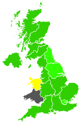 Click on a region for air pollution levels for 24/03/1988