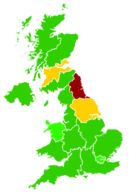 Click on a region for air pollution levels for 24/03/1996