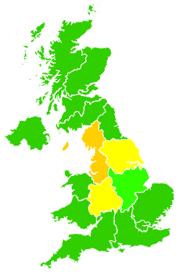 Click on a region for air pollution levels for 24/03/1998