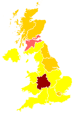 Click on a region for air pollution levels for 24/03/2003