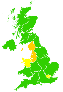 Click on a region for air pollution levels for 24/03/2005
