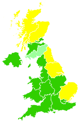 Click on a region for air pollution levels for 24/03/2008