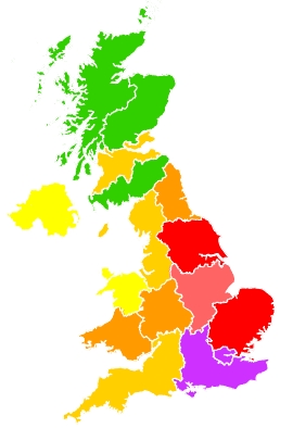Click on a region for air pollution levels for 24/03/2022