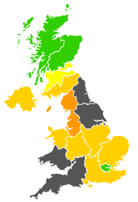 Click on a region for air pollution levels for 24/04/1987
