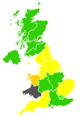 Click on a region for air pollution levels for 24/04/1988