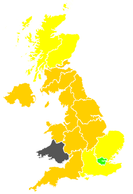 Click on a region for air pollution levels for 24/04/1990