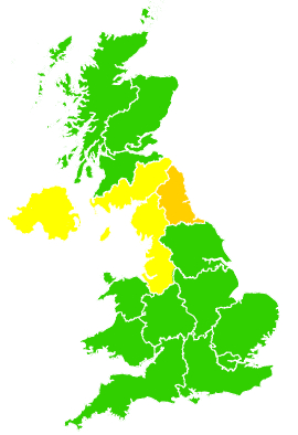 Click on a region for air pollution levels for 24/04/1995