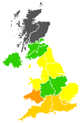 Click on a region for air pollution levels for 24/04/1997