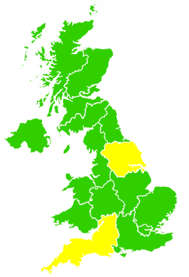 Click on a region for air pollution levels for 24/04/1998