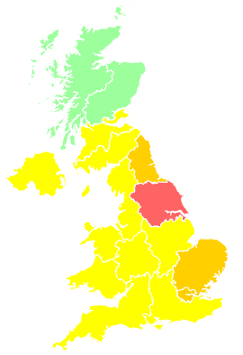 Click on a region for air pollution levels for 24/04/2003