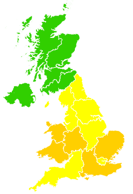 Click on a region for air pollution levels for 24/04/2004