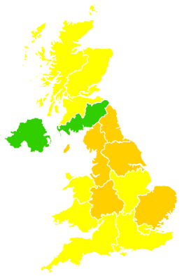 Click on a region for air pollution levels for 24/04/2005