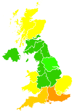 Click on a region for air pollution levels for 24/04/2007