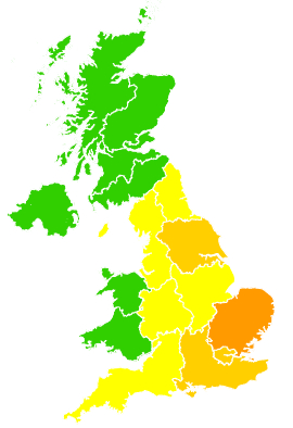 Click on a region for air pollution levels for 24/04/2011