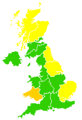 Click on a region for air pollution levels for 24/04/2015