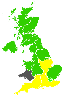 Click on a region for air pollution levels for 24/05/1990