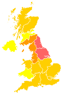 Click on a region for air pollution levels for 24/05/1995
