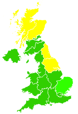 Click on a region for air pollution levels for 24/05/1996