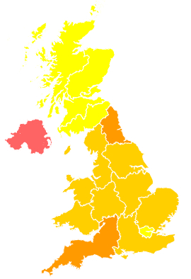 Click on a region for air pollution levels for 24/05/2001