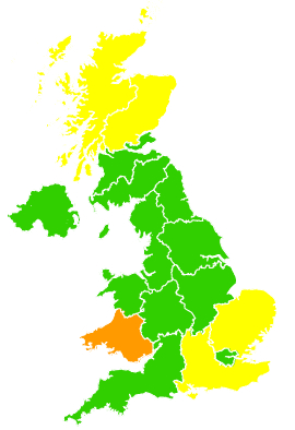 Click on a region for air pollution levels for 24/05/2006